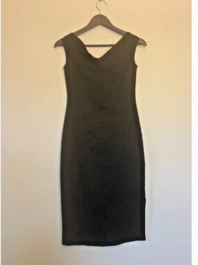 NTW Black Banana Republic Soft Luxe Midi Fitted Dress Size XS Black